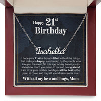 Load image into Gallery viewer, Happy 21st Birthday - From Mom - Custom Name Necklace - JustFamilyThings
