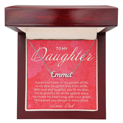 To My Daughter - A Precious Flower - Custom Name Necklace - JustFamilyThings