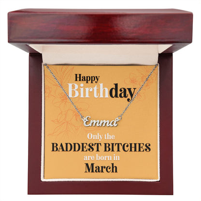 Happy Birthday - Baddest Bitches - Custom Name Necklace - JustFamilyThings