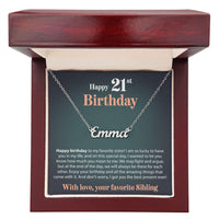 Load image into Gallery viewer, Happy 21st Birthday - From Sibling - Custom Name Necklace - JustFamilyThings
