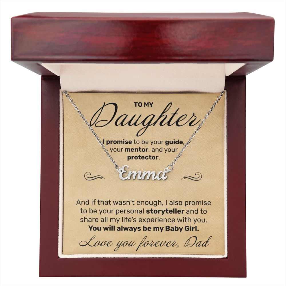 To My Daughter - I Promise To Be Your Storyteller - Custom Name Necklace - JustFamilyThings