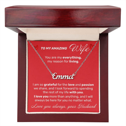 To My Amazing Wife - I Am So Grateful - Custom Name Necklace - JustFamilyThings