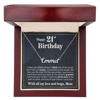 Load image into Gallery viewer, Happy 21st Birthday - From Mom - Custom Name Necklace - JustFamilyThings
