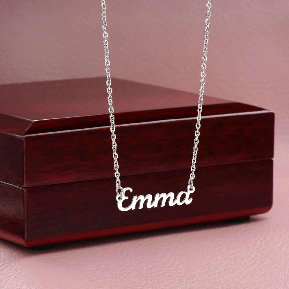 To My Amazing Wife - I Promise To Love You More Than Pizza - Custom Name Necklace - JustFamilyThings