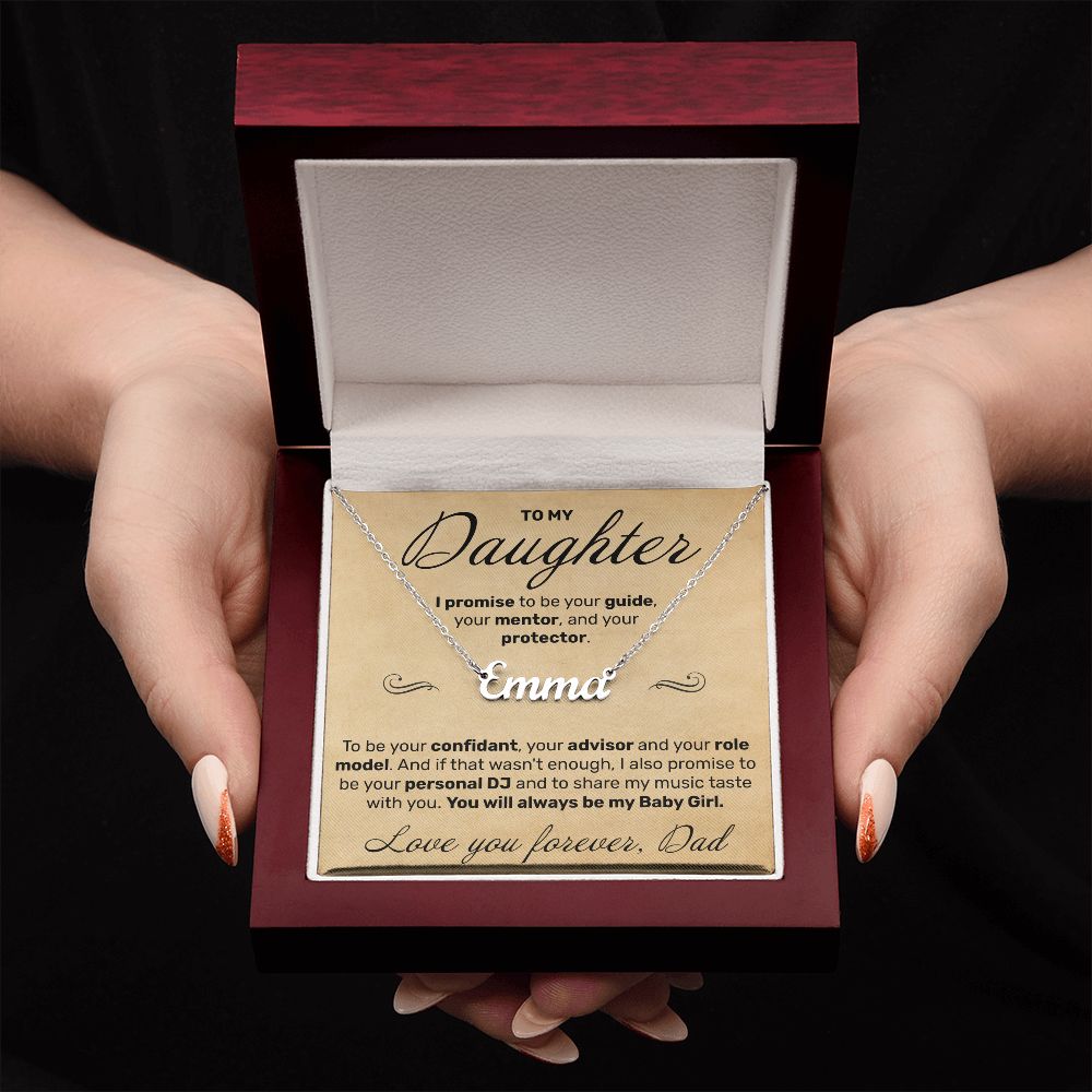 To My Daughter - I Promise To Be Your DJ - Custom Name Necklace - JustFamilyThings