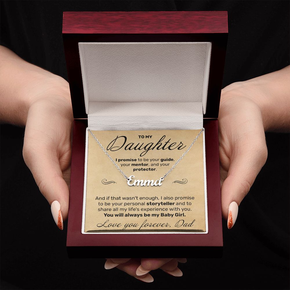 To My Daughter - I Promise To Be Your Storyteller - Custom Name Necklace - JustFamilyThings