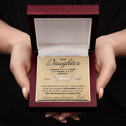 To My Daughter - I Promise To Be Your Storyteller - Custom Name Necklace - JustFamilyThings