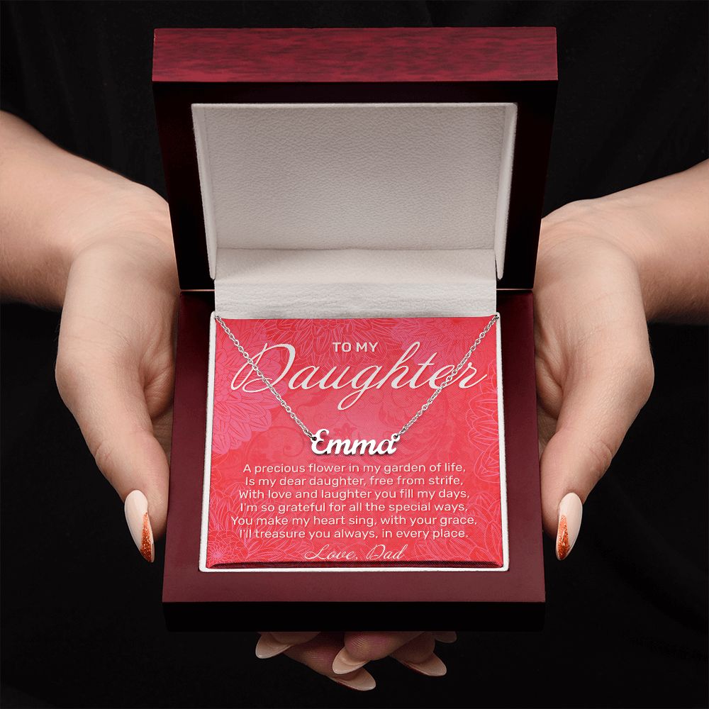 To My Daughter - A Precious Flower - Custom Name Necklace - JustFamilyThings