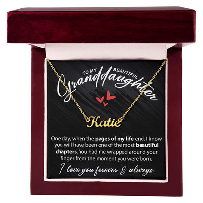 To My Beautiful Granddaughter - When The Pages Of My Life End - Custom Name Necklace - JustFamilyThings