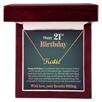 Load image into Gallery viewer, Happy 21st Birthday - From Sibling - Custom Name Necklace - JustFamilyThings
