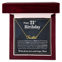 Load image into Gallery viewer, Happy 21st Birthday - From Mom - Custom Name Necklace - JustFamilyThings
