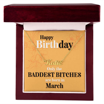 Happy Birthday - Baddest Bitches - Custom Name Necklace - JustFamilyThings