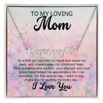 To My Loving Mom - Custom Name Heart Necklace