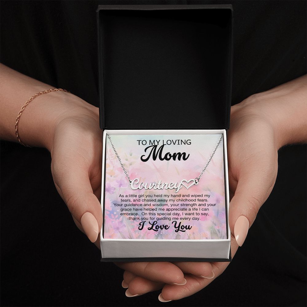 To My Loving Mom - Custom Name Heart Necklace