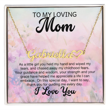 To My Loving Mom - Custom Name Heart Necklace