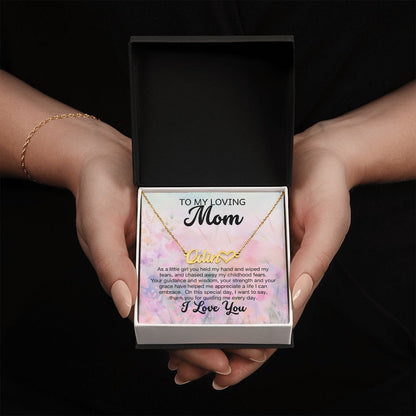 To My Loving Mom - Custom Name Heart Necklace