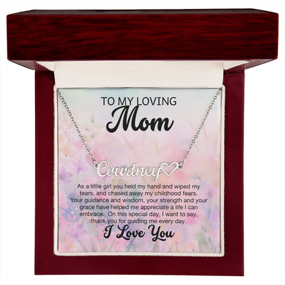 To My Loving Mom - Custom Name Heart Necklace