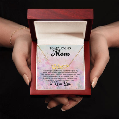 To My Loving Mom - Custom Name Heart Necklace