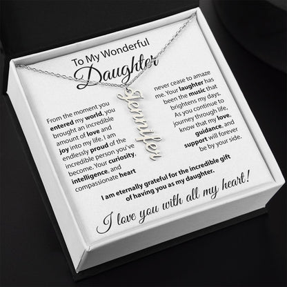 To My Wonderful Daughter - Vertical Name Necklace