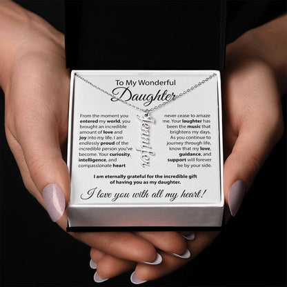 To My Wonderful Daughter - Vertical Name Necklace