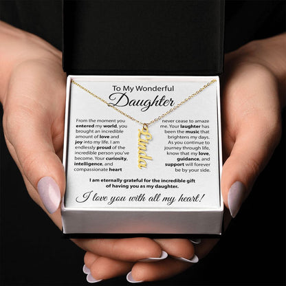 To My Wonderful Daughter - Vertical Name Necklace
