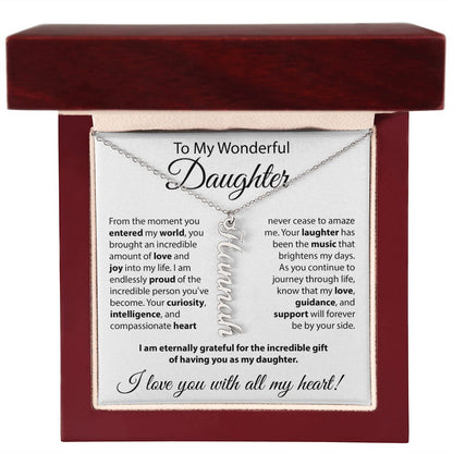 To My Wonderful Daughter - Vertical Name Necklace