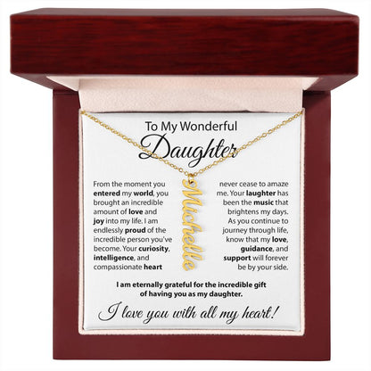 To My Wonderful Daughter - Vertical Name Necklace