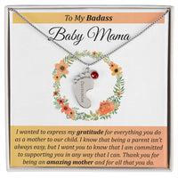 Load image into Gallery viewer, To My Badass Baby Mama - Baby Feet with Birthstones Necklace
