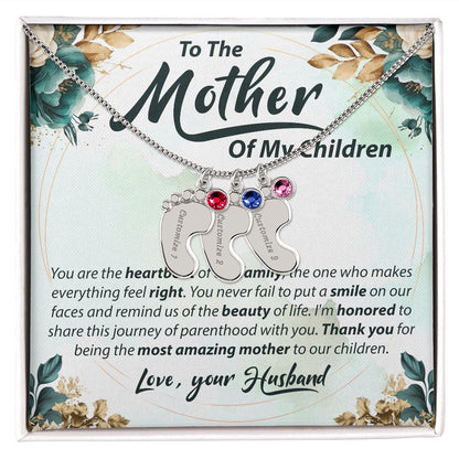 To The Mother Of My Children - Baby Feet Necklace