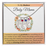 Load image into Gallery viewer, To My Badass Baby Mama - Baby Feet with Birthstones Necklace
