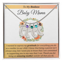Load image into Gallery viewer, To My Badass Baby Mama - Baby Feet with Birthstones Necklace
