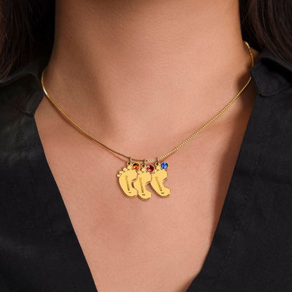 To My Badass Baby Mama - Baby Feet with Birthstones Necklace