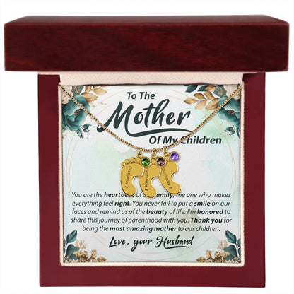To The Mother Of My Children - Baby Feet Necklace