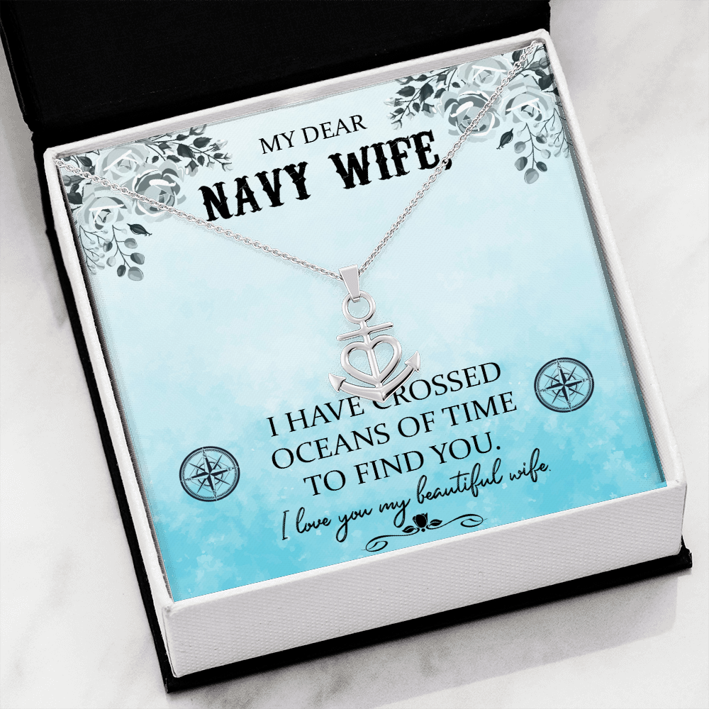 My Dear Navy Wife - Anchor Pendant Necklace - JustFamilyThings