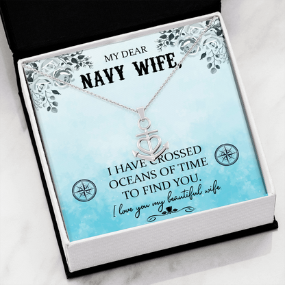 My Dear Navy Wife - Anchor Pendant Necklace - JustFamilyThings