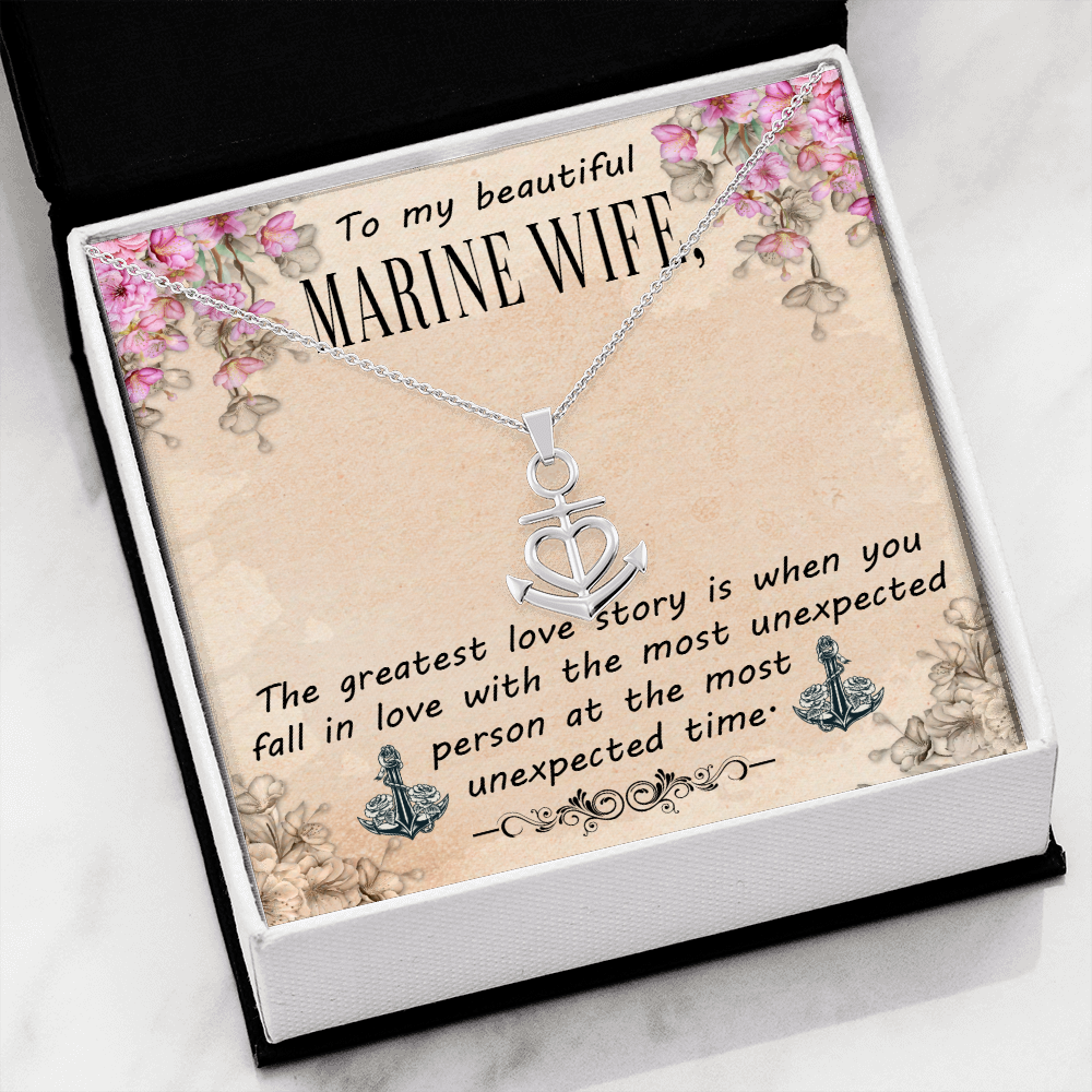 To My Beautiful Marine Wife - Anchor Pendant Necklace - JustFamilyThings