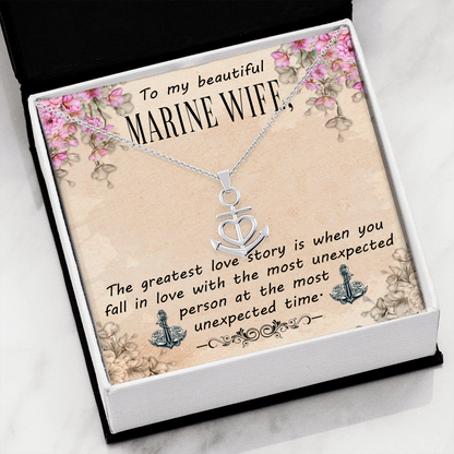 To My Beautiful Marine Wife - Anchor Pendant Necklace - JustFamilyThings
