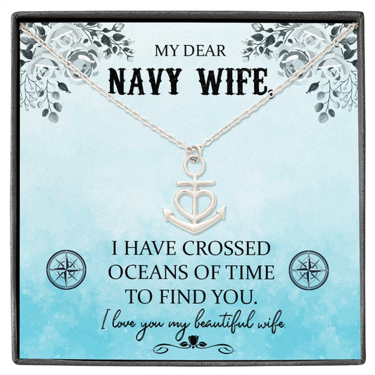 My Dear Navy Wife - Anchor Pendant Necklace - JustFamilyThings