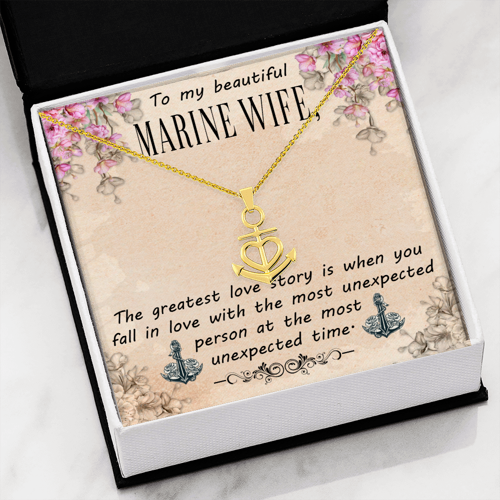 To My Beautiful Marine Wife - Anchor Pendant Necklace - JustFamilyThings