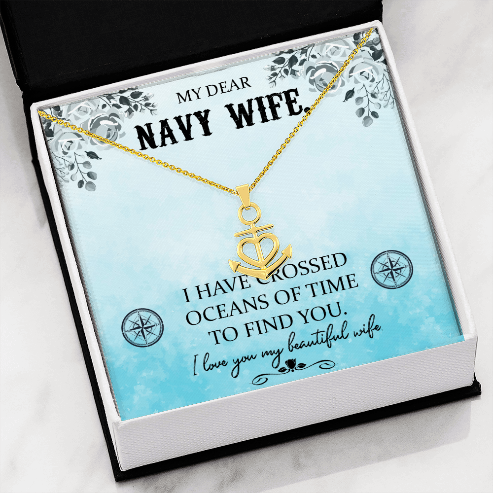 My Dear Navy Wife - Anchor Pendant Necklace - JustFamilyThings