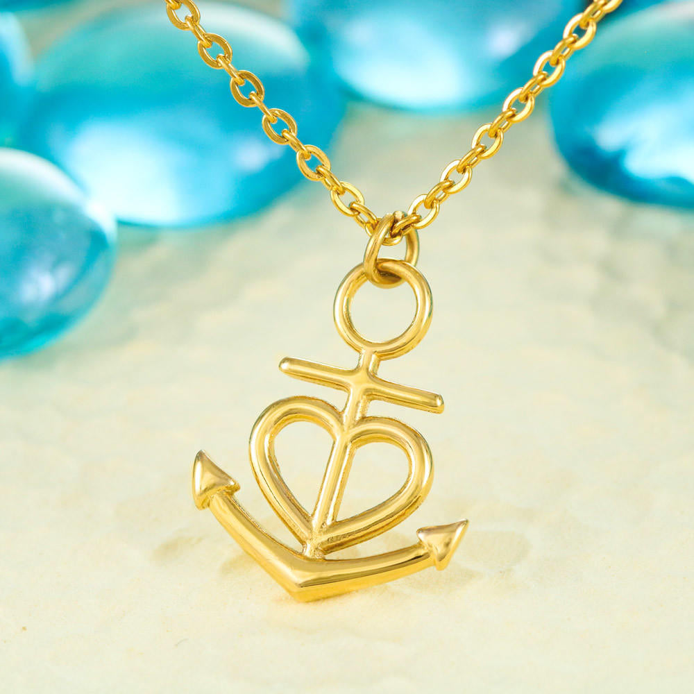 To My Beautiful Marine Wife - Anchor Pendant Necklace - JustFamilyThings