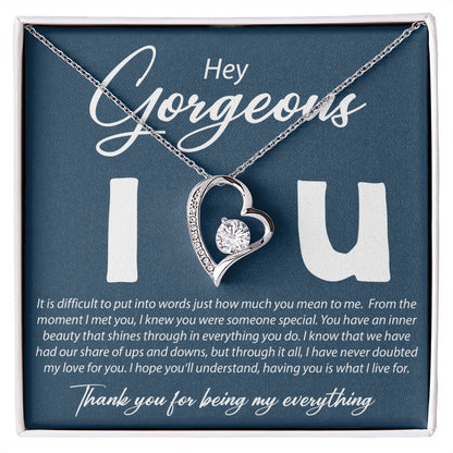 Hey Gorgeous - It Is Difficult To Put Into Words - Forever Love Necklace - JustFamilyThings