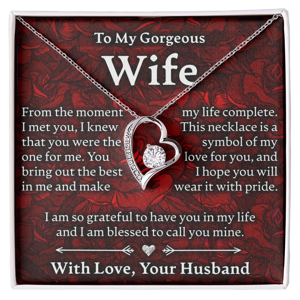 To My Gorgeous Wife - Roses - Forever Love Necklace - JustFamilyThings