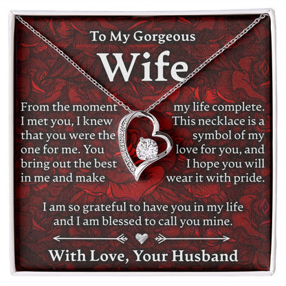 To My Gorgeous Wife - Roses - Forever Love Necklace - JustFamilyThings