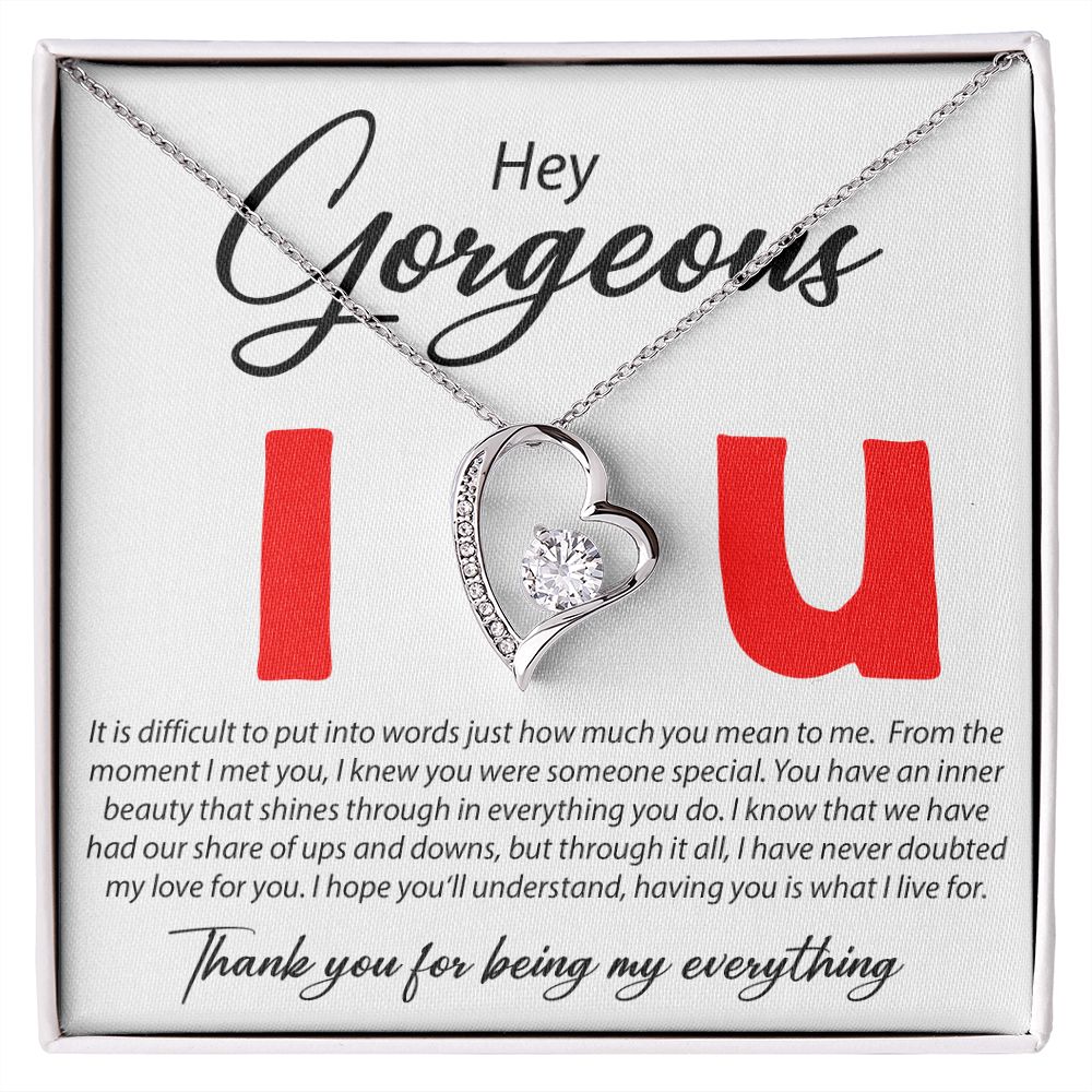 Hey Gorgeous - It Is Difficult To Put Into Words - Forever Love Necklace - JustFamilyThings