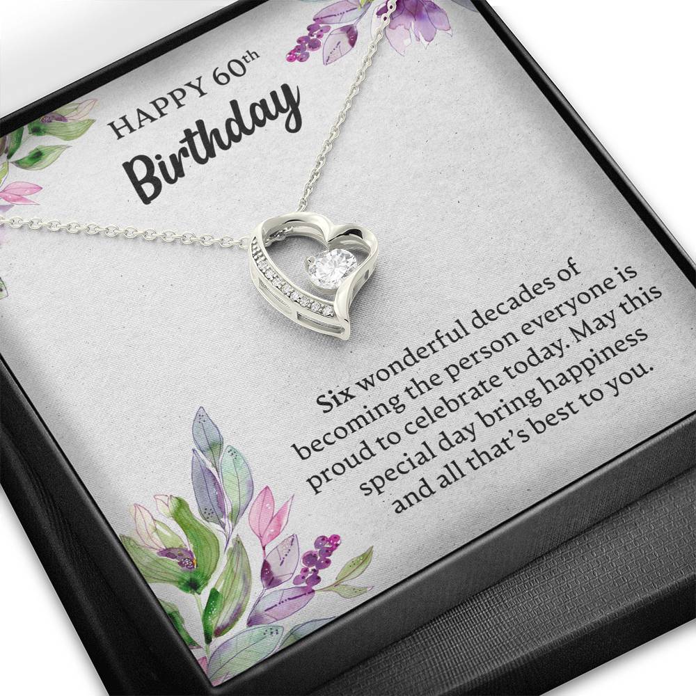 Happy 60th Birthday Necklace, Happy 60th Birthday Gift, 60th Birthday Jewelry Gift - JustFamilyThings