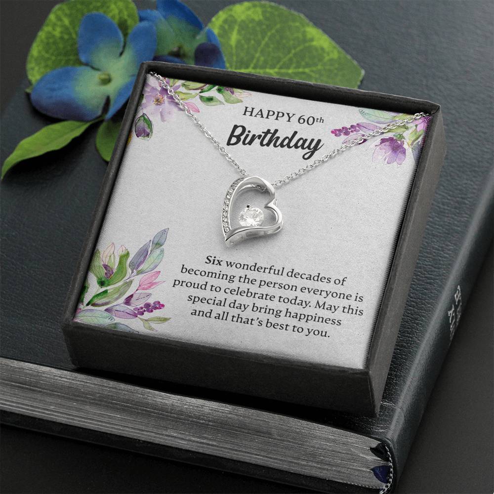 Happy 60th Birthday Necklace, Happy 60th Birthday Gift, 60th Birthday Jewelry Gift - JustFamilyThings