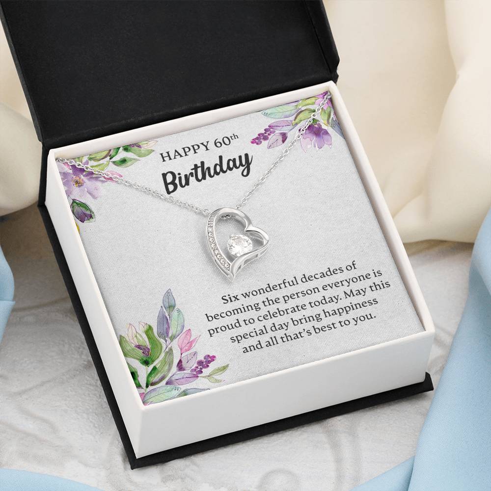 Happy 60th Birthday Necklace, Happy 60th Birthday Gift, 60th Birthday Jewelry Gift - JustFamilyThings