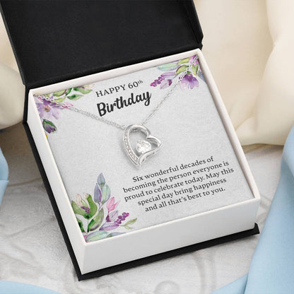 Happy 60th Birthday Necklace, Happy 60th Birthday Gift, 60th Birthday Jewelry Gift - JustFamilyThings