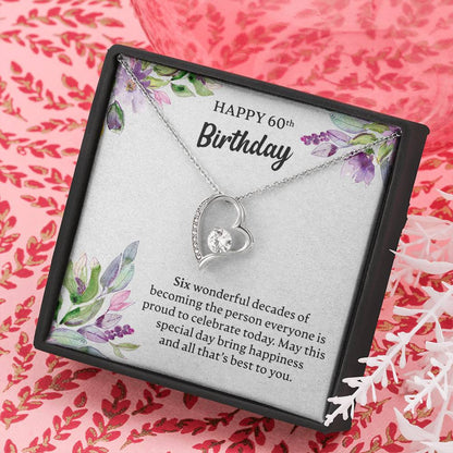 Happy 60th Birthday Necklace, Happy 60th Birthday Gift, 60th Birthday Jewelry Gift - JustFamilyThings